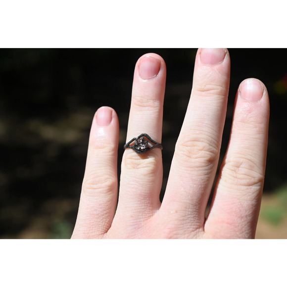 Raw stone rings, Art Deco Engagement Ring, Vintage Inspired Sterling Sil… - Picture 3 of 3